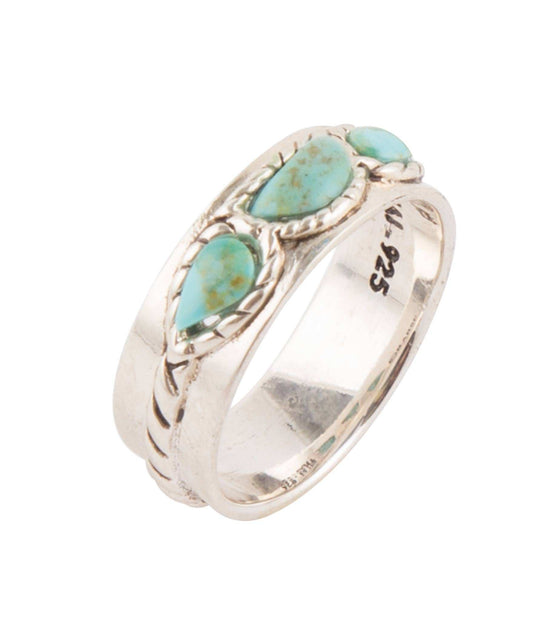 Triple Stone Simplicity Blue Turquoise and Sterling Silver Ring - Barse Jewelry - Flyclothing LLC