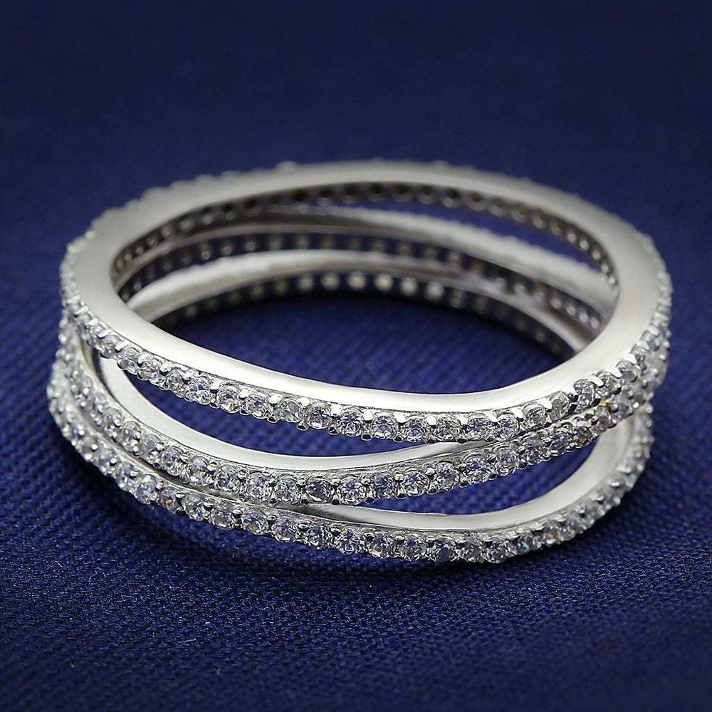 TS006 - Rhodium 925 Sterling Silver Ring with AAA Grade CZ in Clear - Alamode - Flyclothing LLC