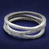 TS006 - Rhodium 925 Sterling Silver Ring with AAA Grade CZ in Clear - Alamode - Flyclothing LLC