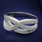 TS008 - Rhodium 925 Sterling Silver Ring with AAA Grade CZ in Clear - Alamode - Flyclothing LLC