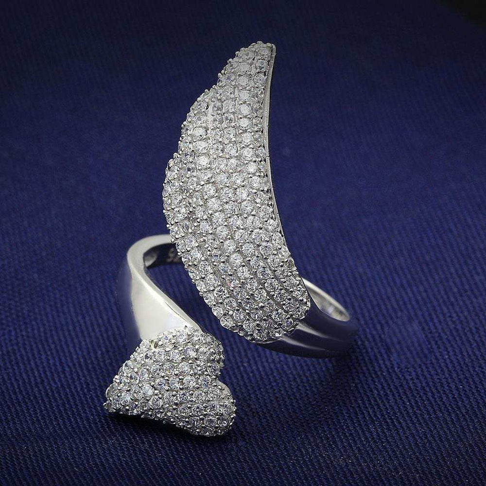 TS014 - Rhodium 925 Sterling Silver Ring with AAA Grade CZ in Clear - Alamode - Flyclothing LLC