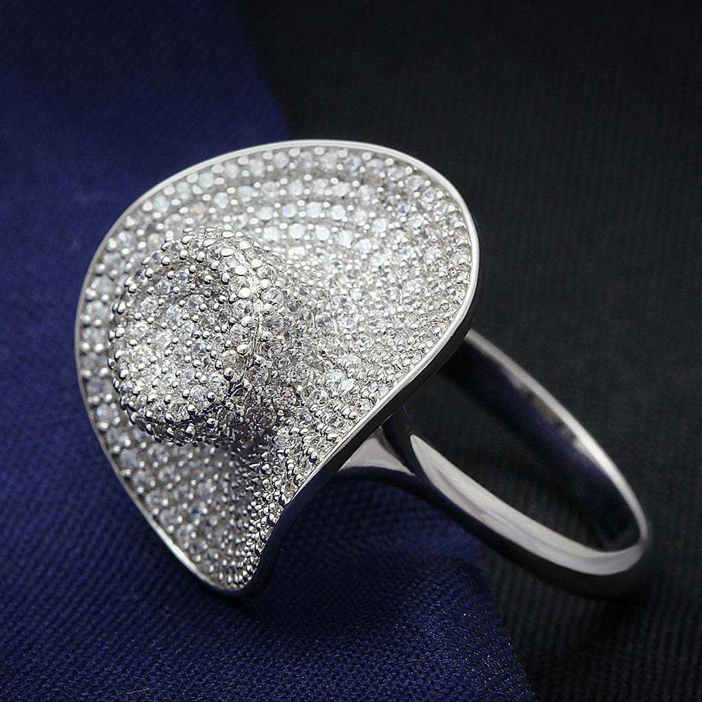 TS015 - Rhodium 925 Sterling Silver Ring with AAA Grade CZ in Clear - Alamode - Flyclothing LLC