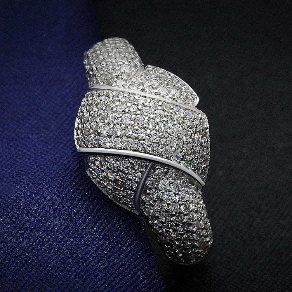 TS016 - Rhodium 925 Sterling Silver Ring with AAA Grade CZ in Clear - Alamode - Flyclothing LLC