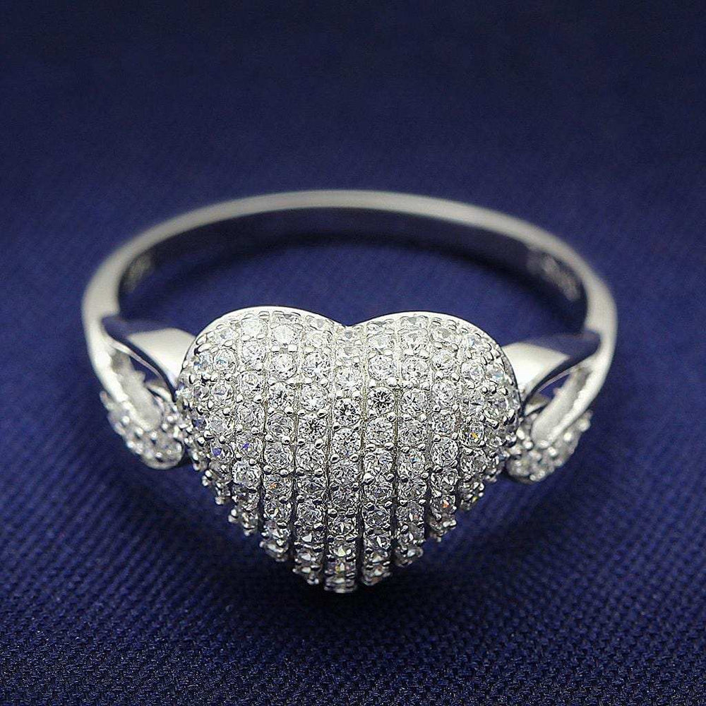 TS017 - Rhodium 925 Sterling Silver Ring with AAA Grade CZ in Clear - Alamode - Flyclothing LLC