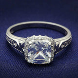 TS019 - Rhodium 925 Sterling Silver Ring with AAA Grade CZ in Clear - Alamode - Flyclothing LLC