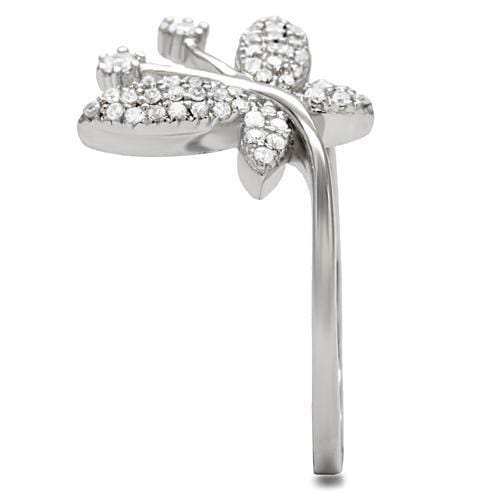 TS021 - Rhodium 925 Sterling Silver Ring with AAA Grade CZ in Clear - Alamode - Flyclothing LLC