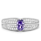 TS025 - Rhodium 925 Sterling Silver Ring with AAA Grade CZ in Tanzanite - Alamode - Flyclothing LLC