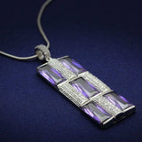 TS026 - Rhodium 925 Sterling Silver Chain Pendant with AAA Grade CZ in Amethyst - Alamode - Flyclothing LLC