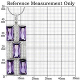 TS026 - Rhodium 925 Sterling Silver Chain Pendant with AAA Grade CZ in Amethyst - Alamode - Flyclothing LLC