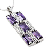 TS026 - Rhodium 925 Sterling Silver Chain Pendant with AAA Grade CZ in Amethyst - Alamode - Flyclothing LLC