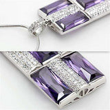 TS026 - Rhodium 925 Sterling Silver Chain Pendant with AAA Grade CZ in Amethyst - Alamode - Flyclothing LLC
