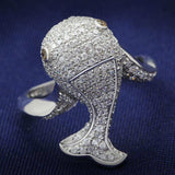 TS031 - Rhodium 925 Sterling Silver Ring with AAA Grade CZ in Brown - Alamode - Flyclothing LLC