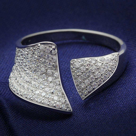 TS032 - Rhodium 925 Sterling Silver Ring with AAA Grade CZ in Clear - Alamode - Flyclothing LLC
