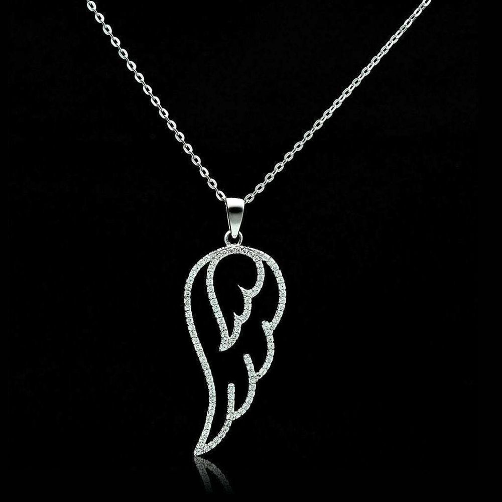 TS034 - Rhodium 925 Sterling Silver Necklace with AAA Grade CZ in Clear - Alamode - Flyclothing LLC