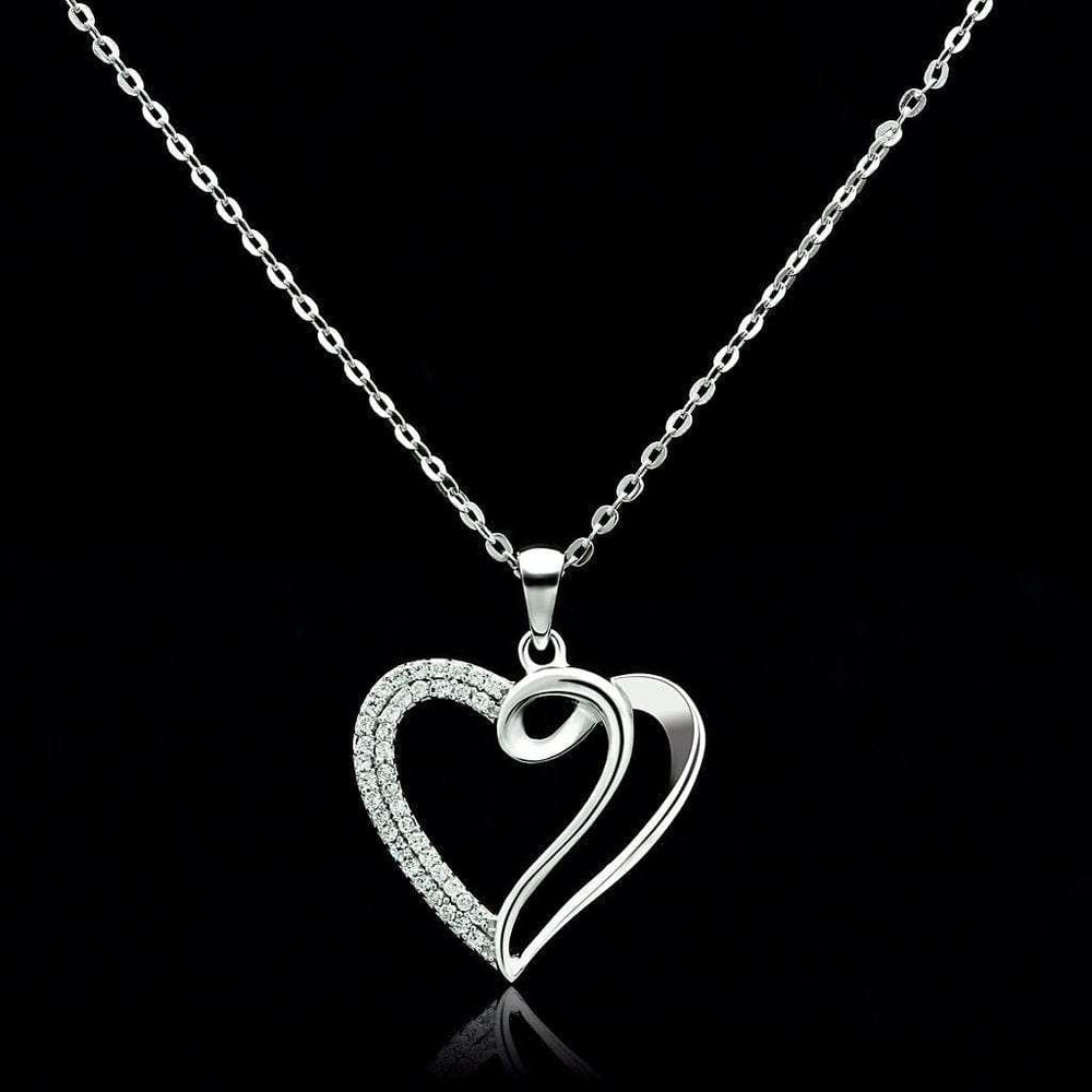 TS035 - Rhodium 925 Sterling Silver Necklace with AAA Grade CZ in Clear - Alamode - Flyclothing LLC