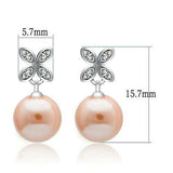 TS040 - Rhodium 925 Sterling Silver Earrings with Synthetic Pearl in Light Rose - Alamode - Flyclothing LLC