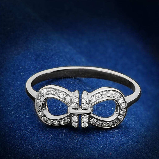 TS047 - Rhodium 925 Sterling Silver Ring with AAA Grade CZ in Clear - Alamode - Flyclothing LLC