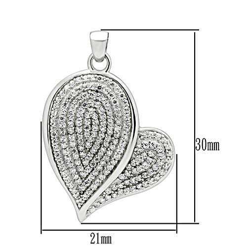 TS048 - Rhodium 925 Sterling Silver Chain Pendant with AAA Grade CZ in Clear - Alamode - Flyclothing LLC