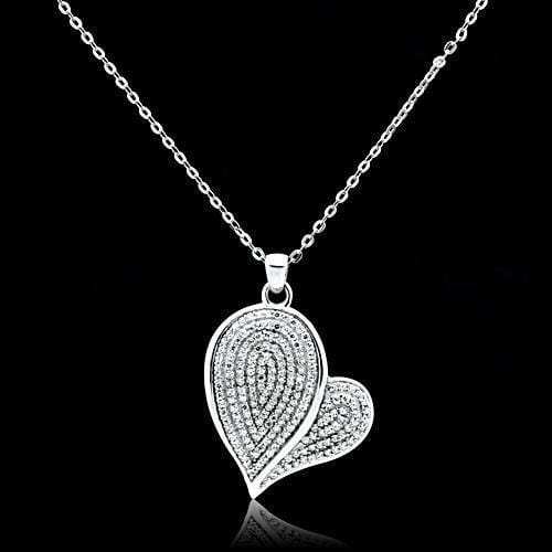 TS048 - Rhodium 925 Sterling Silver Chain Pendant with AAA Grade CZ in Clear - Alamode - Flyclothing LLC