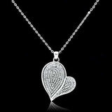 TS048 - Rhodium 925 Sterling Silver Chain Pendant with AAA Grade CZ in Clear - Alamode - Flyclothing LLC