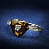 TS051 - Rhodium 925 Sterling Silver Ring with AAA Grade CZ in Brown - Alamode - Flyclothing LLC