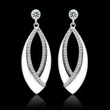 TS054 - Rhodium 925 Sterling Silver Earrings with AAA Grade CZ in Clear - Alamode - Flyclothing LLC