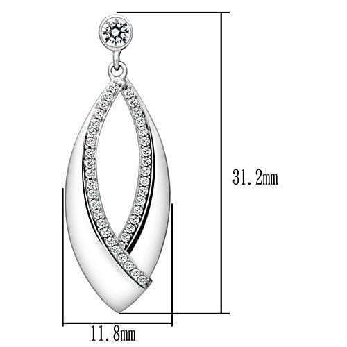 TS054 - Rhodium 925 Sterling Silver Earrings with AAA Grade CZ in Clear - Alamode - Flyclothing LLC