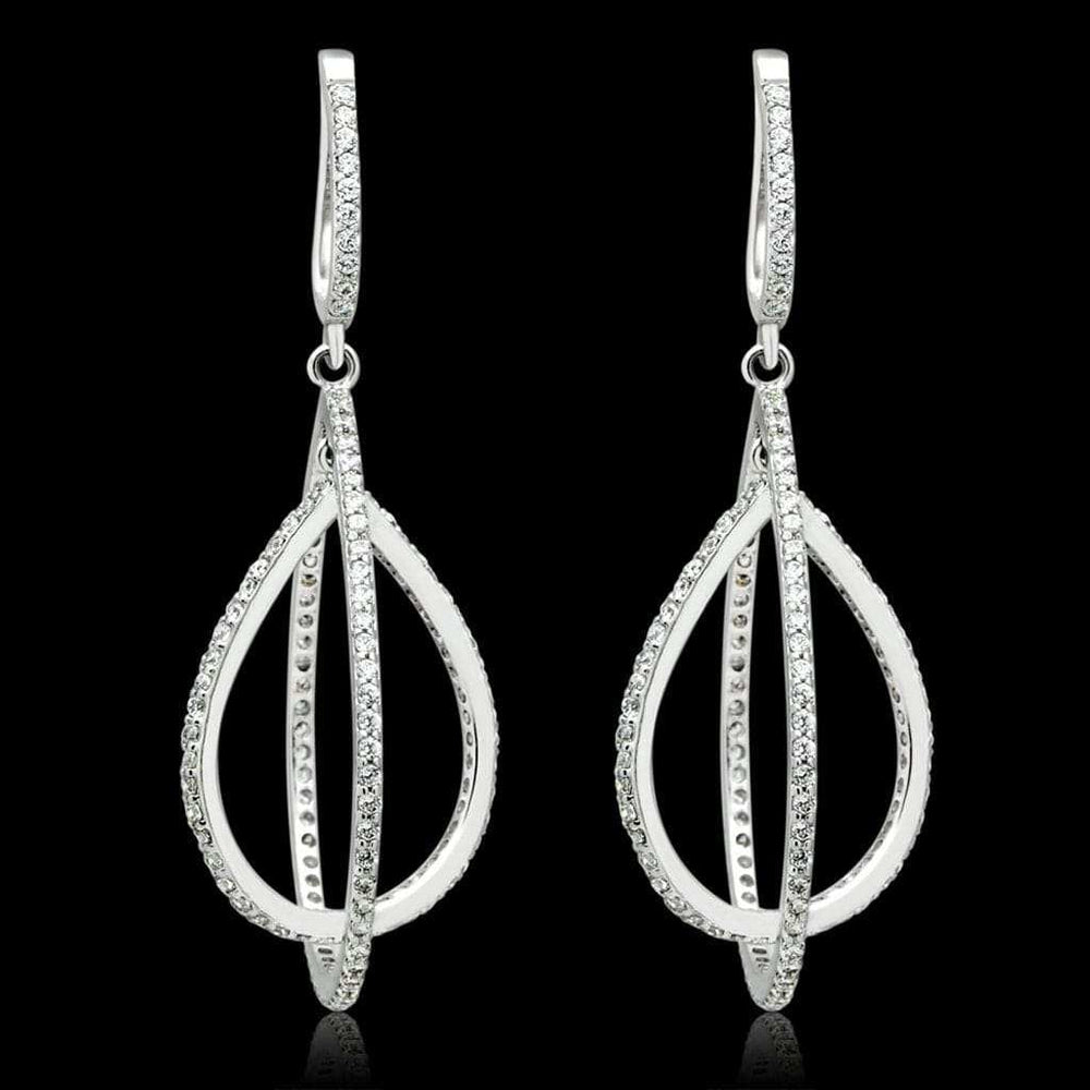 TS055 - Rhodium 925 Sterling Silver Earrings with AAA Grade CZ in Clear - Alamode - Flyclothing LLC