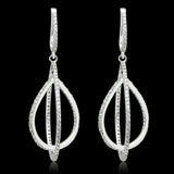 TS055 - Rhodium 925 Sterling Silver Earrings with AAA Grade CZ in Clear - Alamode - Flyclothing LLC