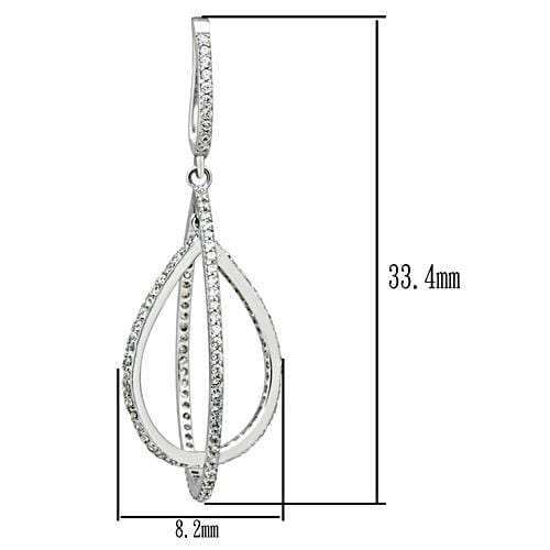 TS055 - Rhodium 925 Sterling Silver Earrings with AAA Grade CZ in Clear - Alamode - Flyclothing LLC