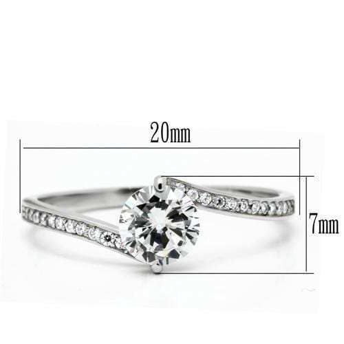 TS057 - Rhodium 925 Sterling Silver Ring with AAA Grade CZ in Clear - Alamode - Flyclothing LLC