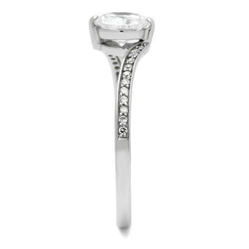 TS057 - Rhodium 925 Sterling Silver Ring with AAA Grade CZ in Clear - Alamode - Flyclothing LLC
