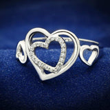 TS058 - Rhodium 925 Sterling Silver Ring with AAA Grade CZ in Clear - Alamode - Flyclothing LLC