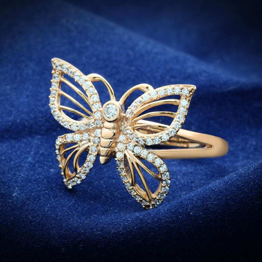 TS059 - Rose Gold 925 Sterling Silver Ring with AAA Grade CZ in Clear - Alamode - Flyclothing LLC