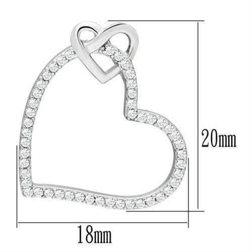 TS060 - Rhodium 925 Sterling Silver Necklace with AAA Grade CZ in Clear - Alamode - Flyclothing LLC