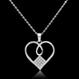 TS062 - Rhodium 925 Sterling Silver Necklace with AAA Grade CZ in Clear - Alamode - Flyclothing LLC