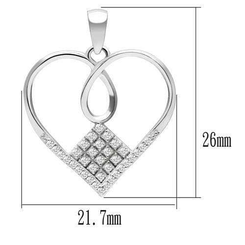 TS062 - Rhodium 925 Sterling Silver Necklace with AAA Grade CZ in Clear - Alamode - Flyclothing LLC
