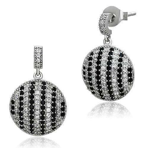 TS069 - Rhodium 925 Sterling Silver Earrings with AAA Grade CZ in Jet - Alamode - Flyclothing LLC