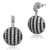 TS069 - Rhodium 925 Sterling Silver Earrings with AAA Grade CZ in Jet - Alamode - Flyclothing LLC