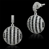 TS069 - Rhodium 925 Sterling Silver Earrings with AAA Grade CZ in Jet - Alamode - Flyclothing LLC