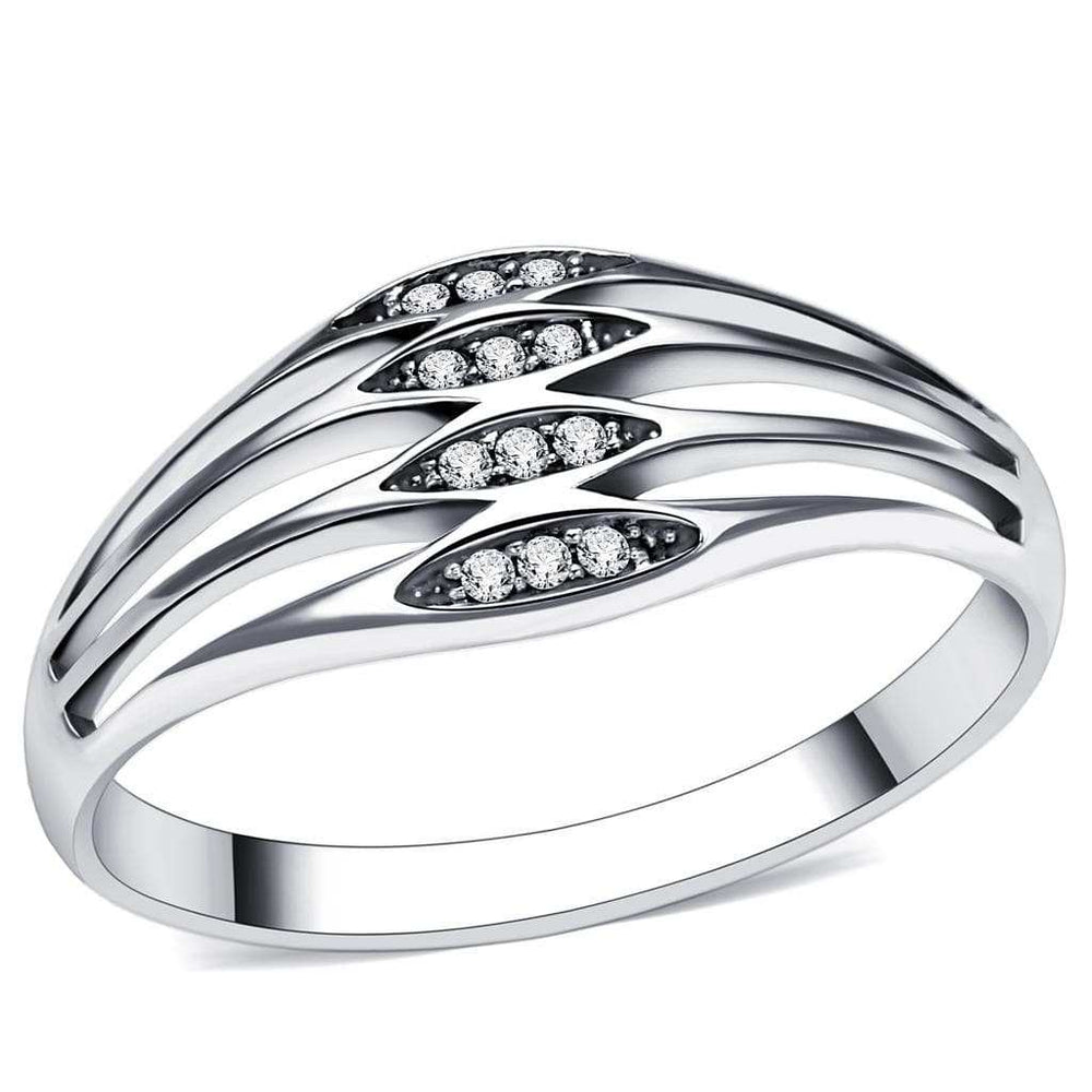 TS072 - Rhodium 925 Sterling Silver Ring with AAA Grade CZ in Clear - Alamode - Flyclothing LLC