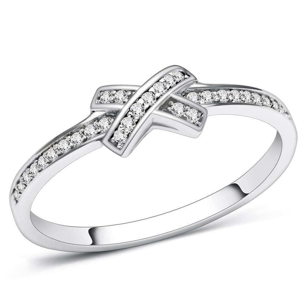 TS075 - Rhodium 925 Sterling Silver Ring with AAA Grade CZ in Clear - Alamode - Flyclothing LLC