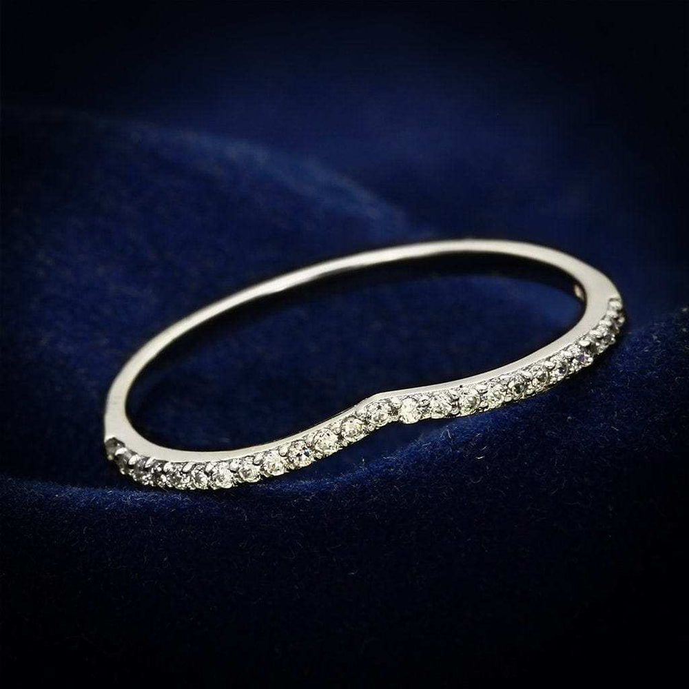 TS076 - Rhodium 925 Sterling Silver Ring with AAA Grade CZ in Clear - Alamode - Flyclothing LLC