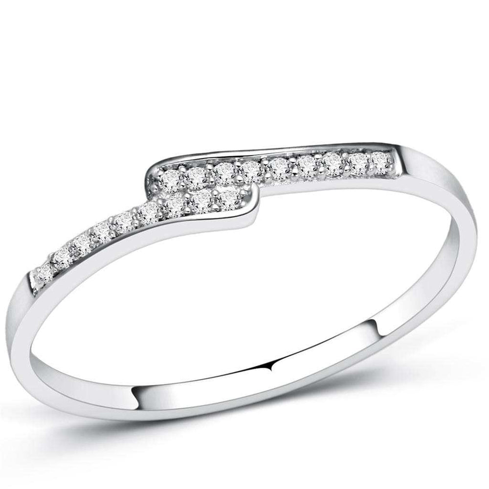 TS077 - Rhodium 925 Sterling Silver Ring with AAA Grade CZ in Clear - Alamode - Flyclothing LLC