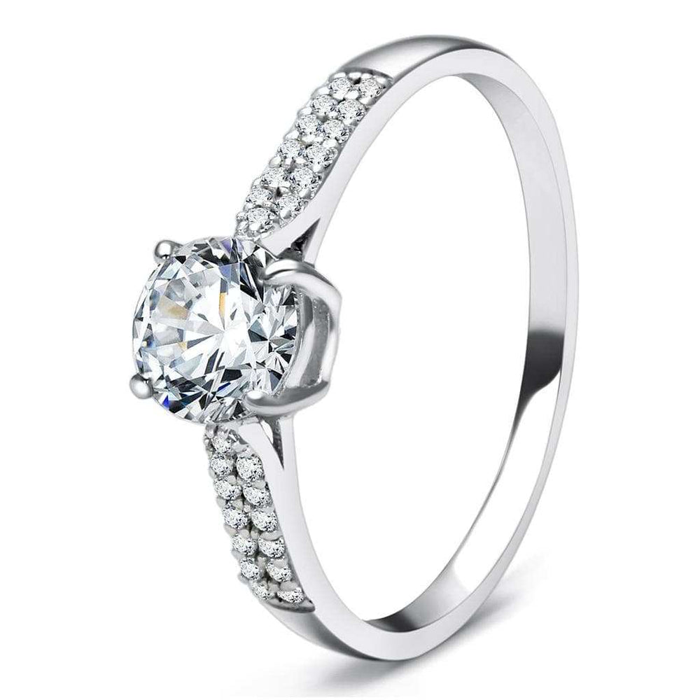 TS080 - Rhodium 925 Sterling Silver Ring with AAA Grade CZ in Clear - Alamode - Flyclothing LLC