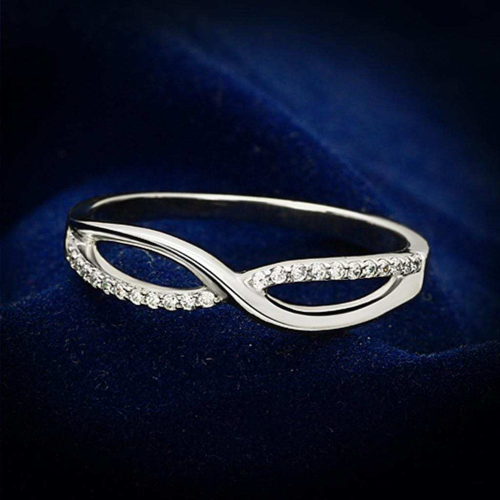 TS087 - Rhodium 925 Sterling Silver Ring with AAA Grade CZ in Clear - Alamode - Flyclothing LLC