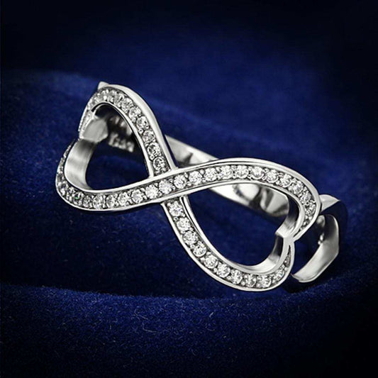 TS088 - Rhodium 925 Sterling Silver Ring with AAA Grade CZ in Clear - Alamode - Flyclothing LLC
