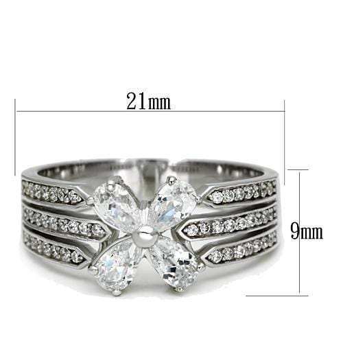 TS092 - Rhodium 925 Sterling Silver Ring with AAA Grade CZ in Clear - Alamode - Flyclothing LLC