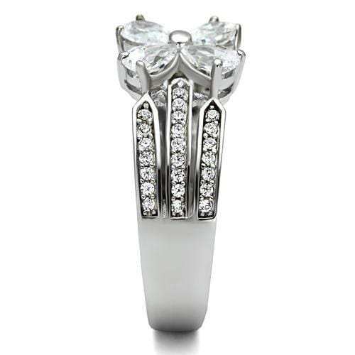 TS092 - Rhodium 925 Sterling Silver Ring with AAA Grade CZ in Clear - Alamode - Flyclothing LLC