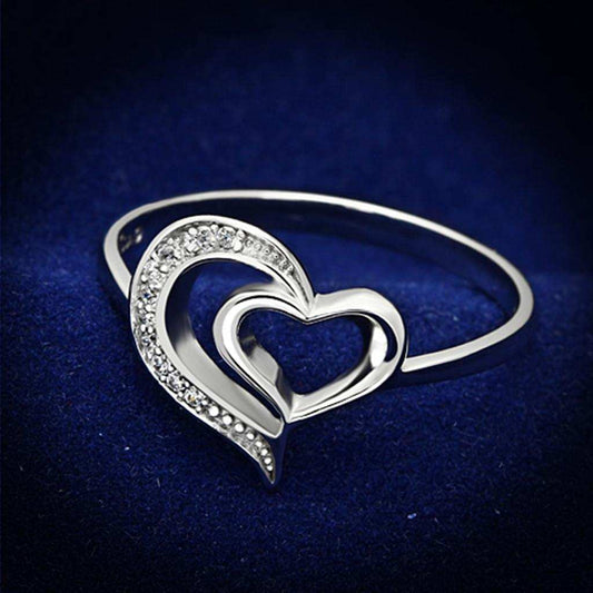 TS093 - Rhodium 925 Sterling Silver Ring with AAA Grade CZ in Clear - Alamode - Flyclothing LLC